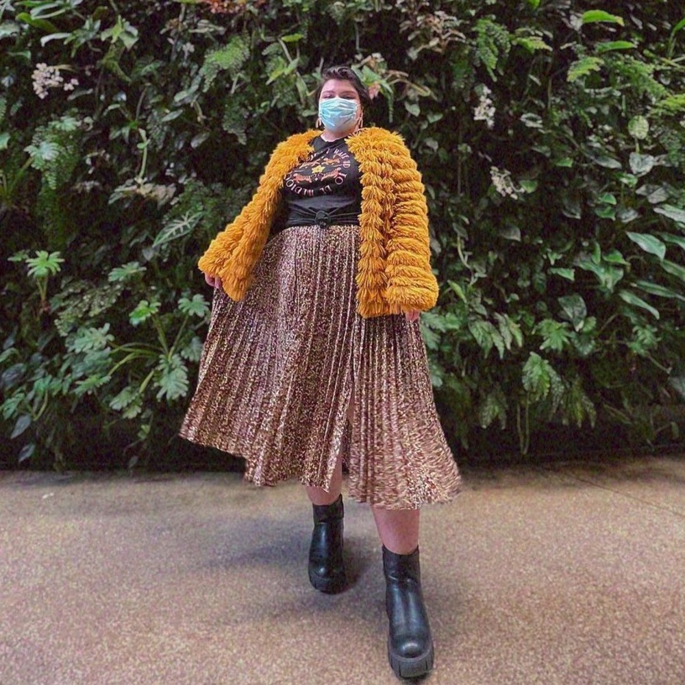 Pleated animal print skirt